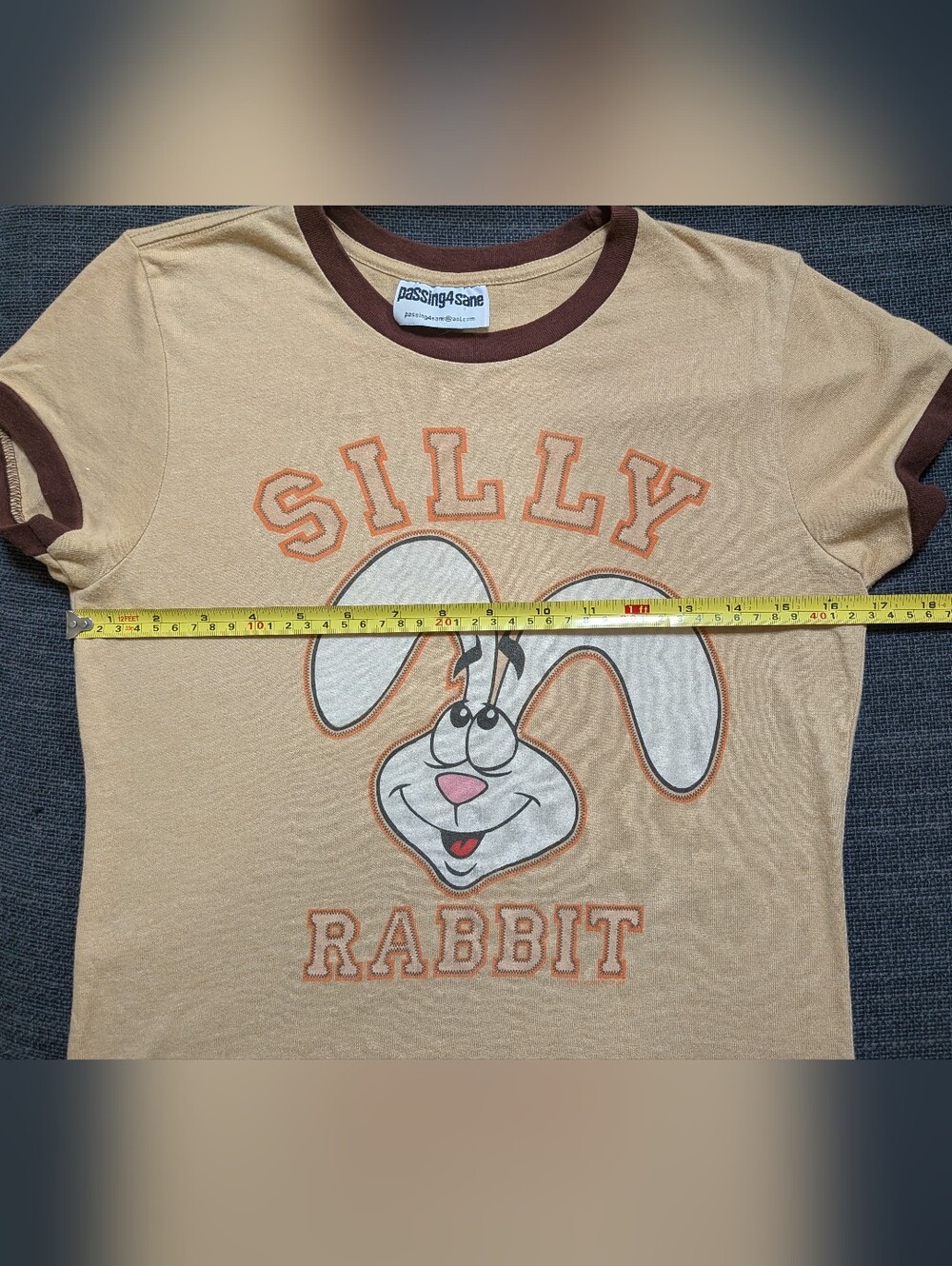 Vintage Passing 4 Sane Silly Rabbit Ringer Tee - Picture 2 of 6